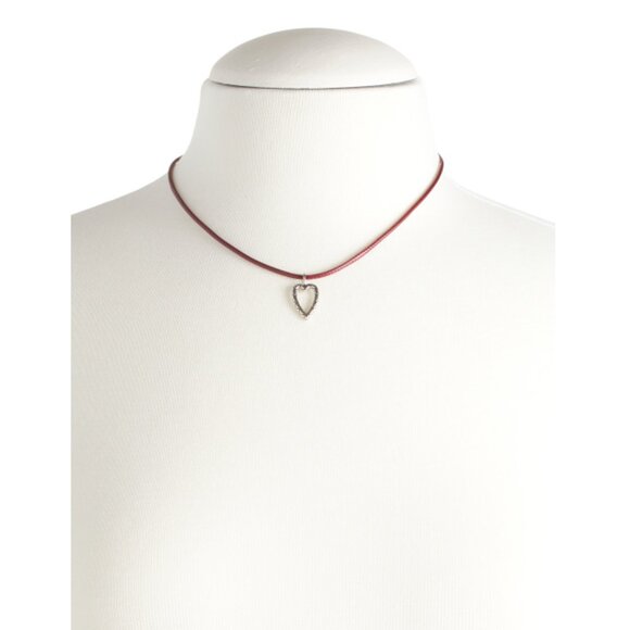 MILOR SILVER Silver Made In Italy Sterling Silver Heart Charm Cord Necklace - Picture 2 of 2